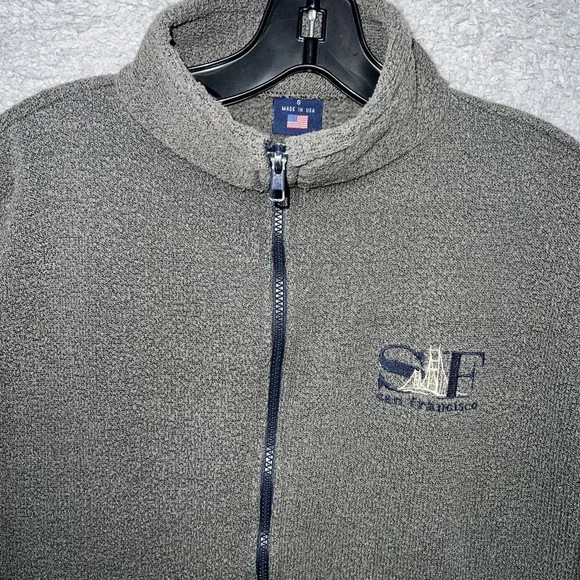 VTG San Francisco Fleece Jacket Men Sz S Gray Embroider Golden Gate Zip Made USA - Picture 3 of 9